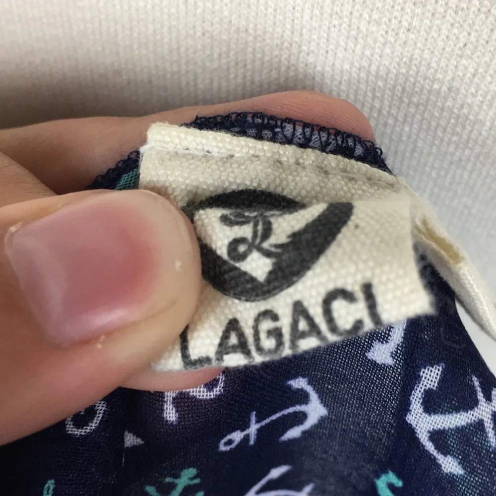 Lagaci Sheer Racerback Anchor Tank Top Navy S - Picture 6 of 9